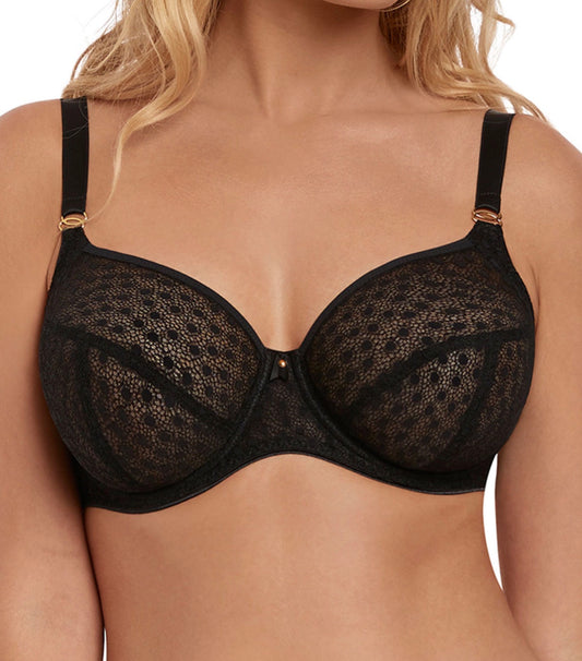 ‘Starlight’ side support balcony bra in black