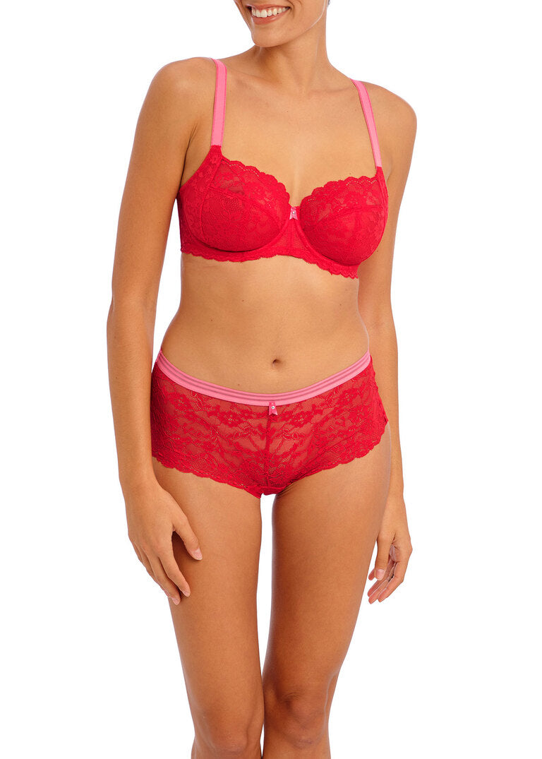 ‘Offbeat’ side support bra in chilli red