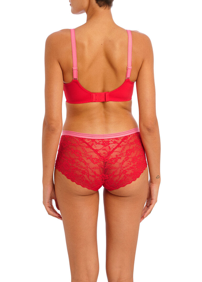 ‘Offbeat’ side support bra in chilli red