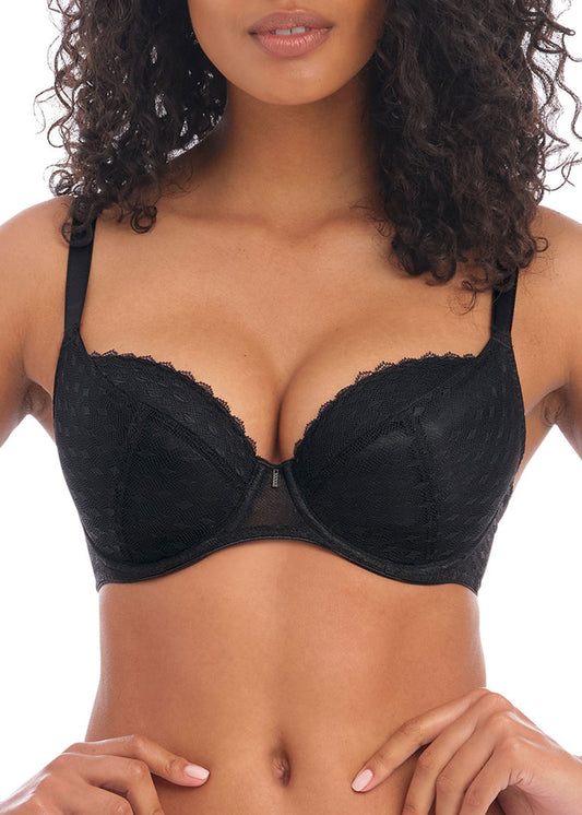 ‘Signature’ padded plunge bra in black