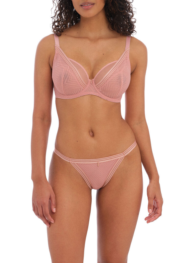 ‘Tailored’ high apex, plunge bra in ash rose