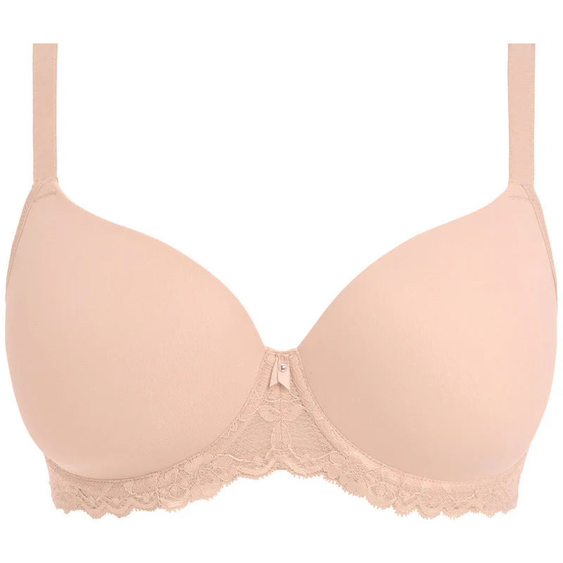 ‘Offbeat’ moulded t shirt bra in natural beige size 34E