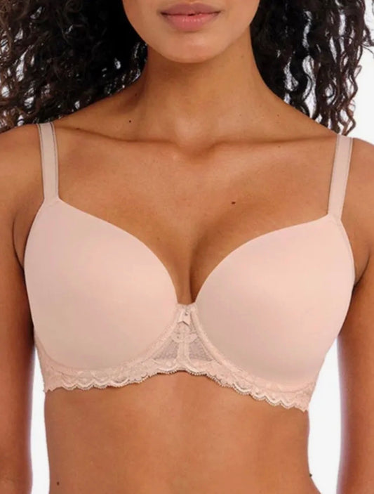‘Offbeat’ moulded t shirt bra in natural beige size 34E