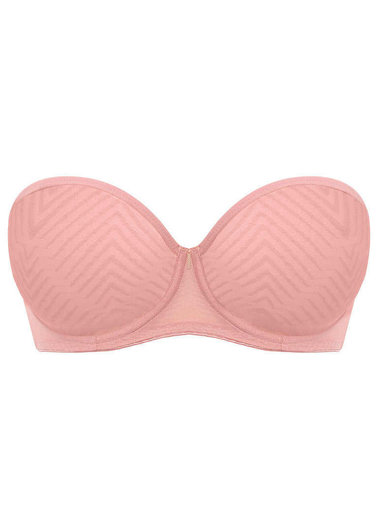 ‘Tailored’ moulded, strapless, multi-way bra in ash rose