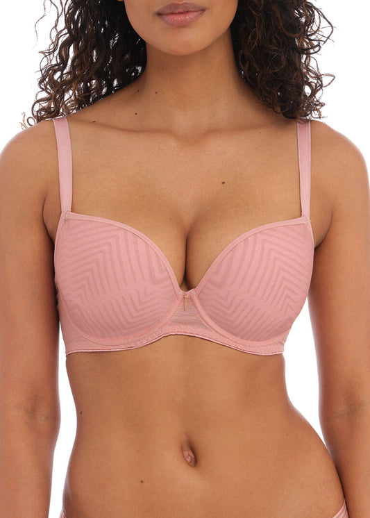 ‘Tailored’ moulded plunge bra in ash rose
