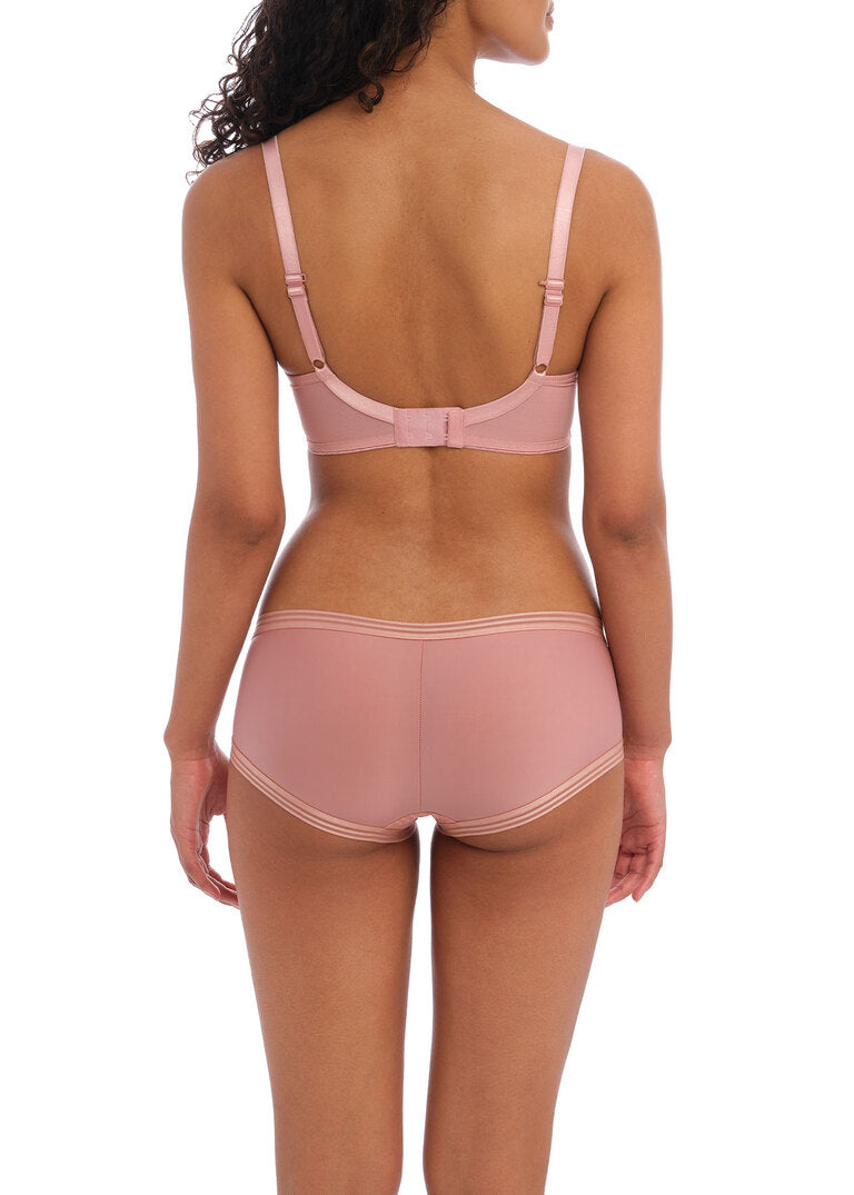 ‘Tailored’ moulded plunge bra in ash rose