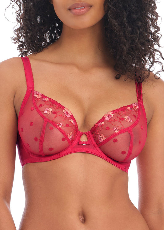 ‘Awakening’ plunge bra in red size 30F