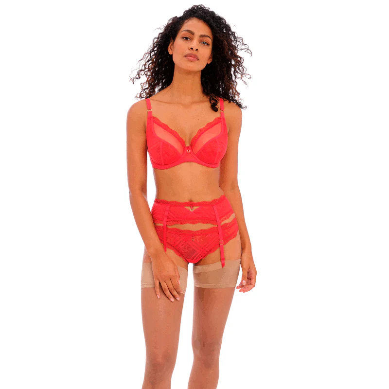 ‘Freya Fatale’ suspenders in chilli red