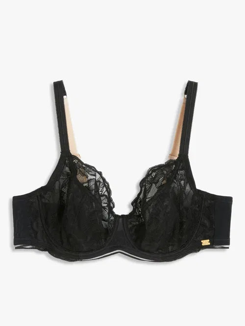 ‘Wren’ non padded balcony bra in black, full support