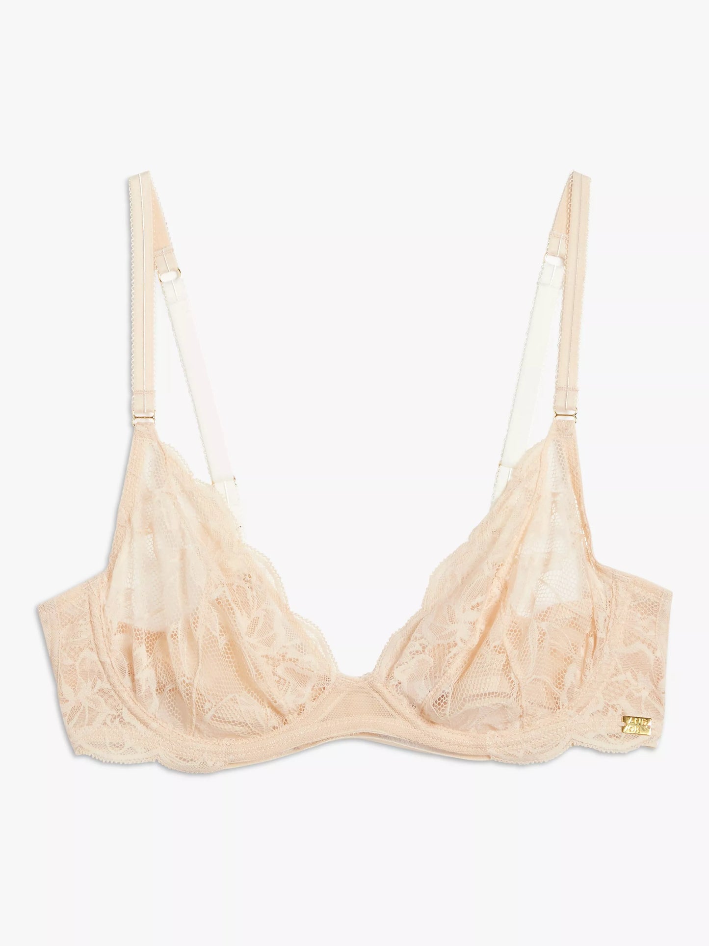 ‘Wren’ non padded, full support, balcony bra in almond