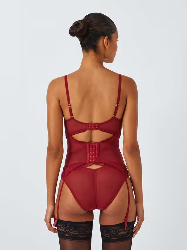 ‘Andrea’ floral lace basque in red