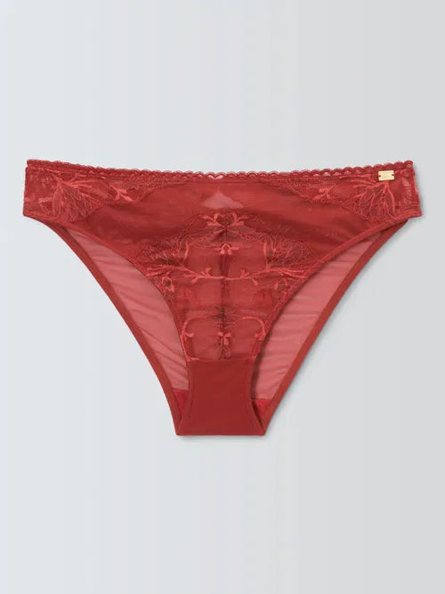 ‘Andrea’ floral lace bikini briefs in red size 16