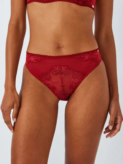 ‘Andrea’ floral lace bikini briefs in red size 16