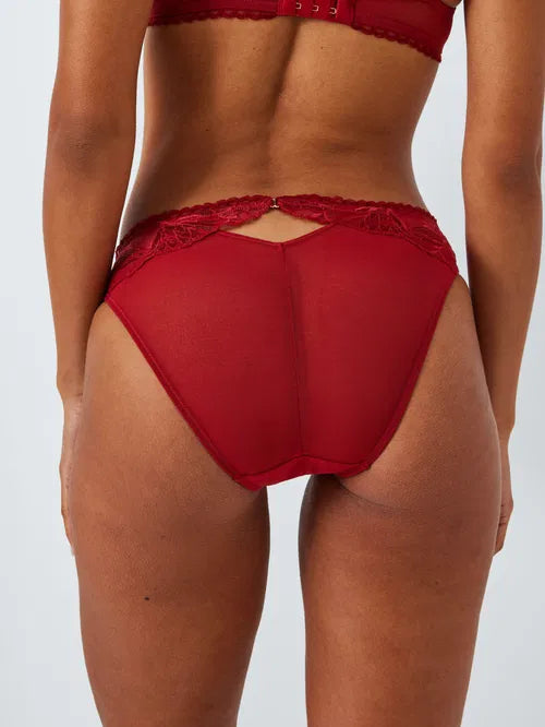 ‘Andrea’ floral lace bikini briefs in red size 16