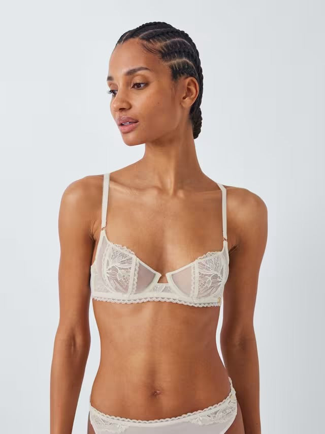 ‘Andrea’ floral lace balcony bra in ivory size 30D