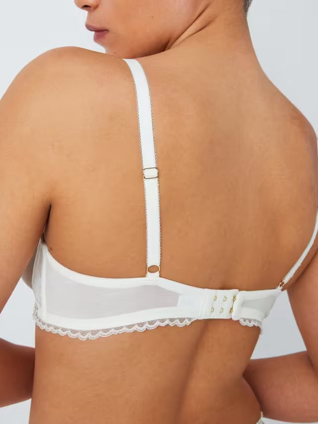 ‘Andrea’ floral lace balcony bra - full support in ivory, size 30F