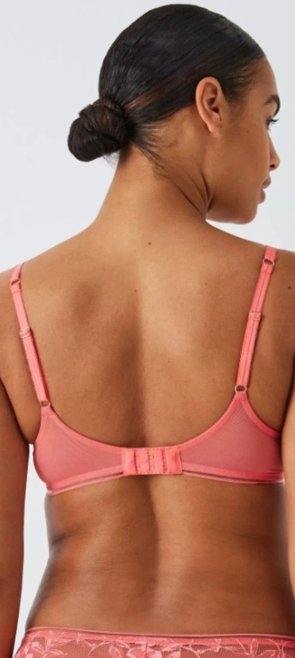 ‘Wren’ non padded balcony bra in coral