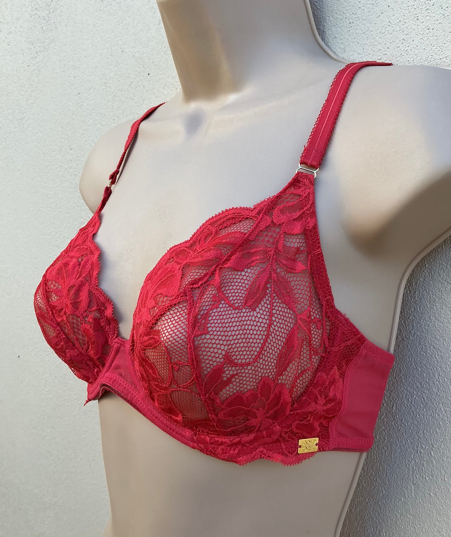 ‘Wren’ non padded balcony bra in redcurrant