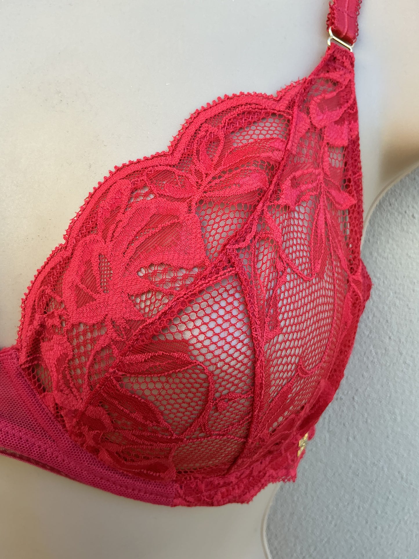 ‘Wren’ non padded balcony bra in redcurrant