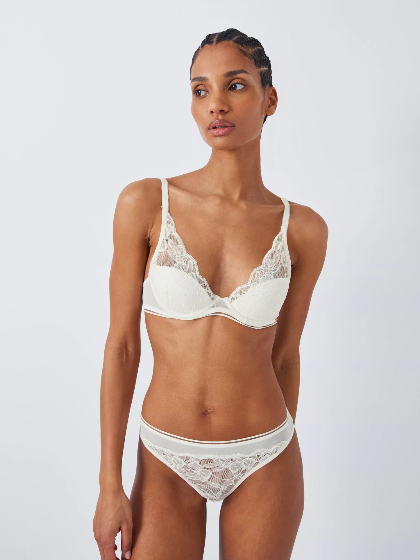 ‘Wren’ high apex, padded plunge bra in ivory