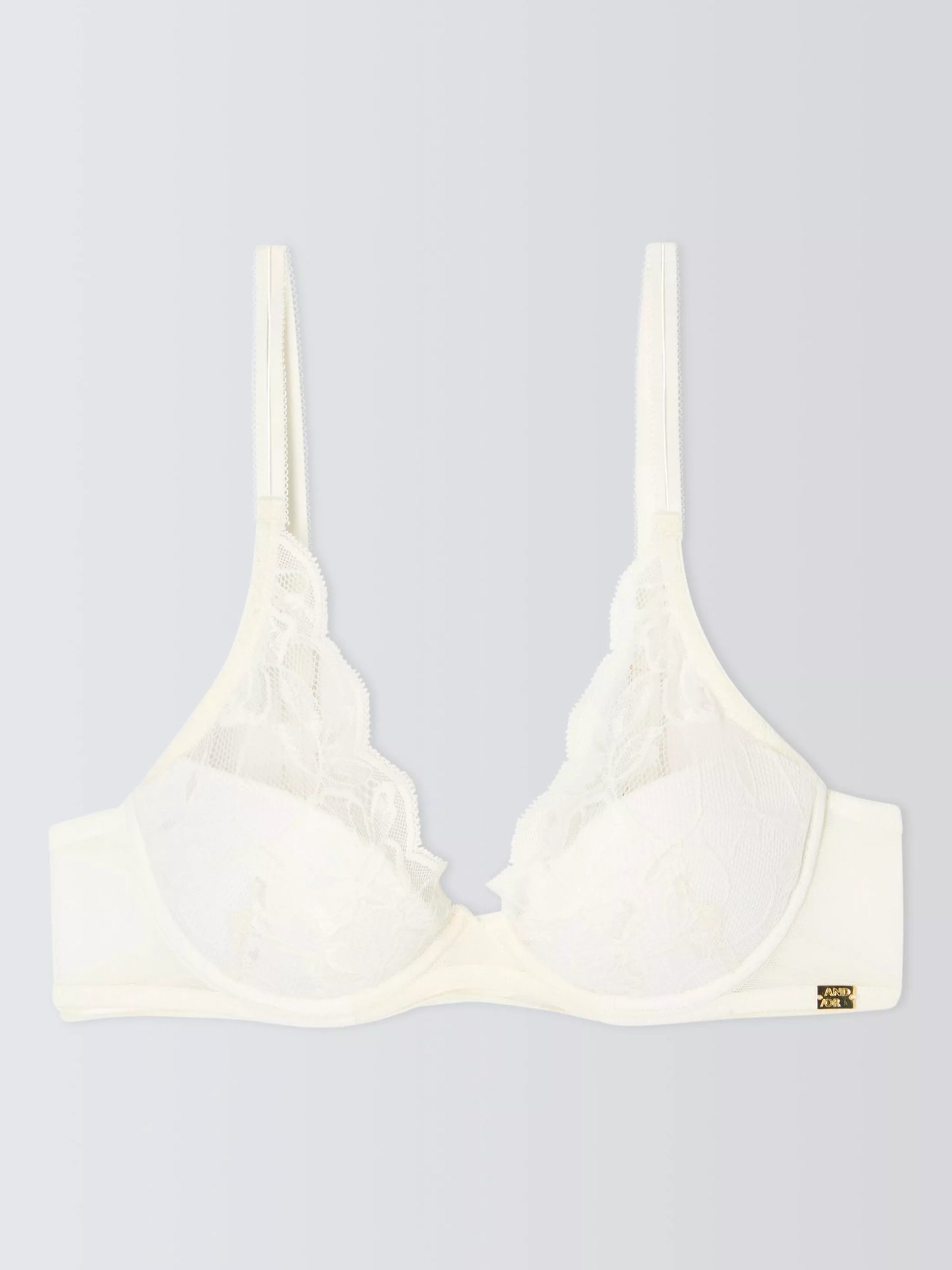 ‘Wren’ high apex, padded plunge bra in ivory