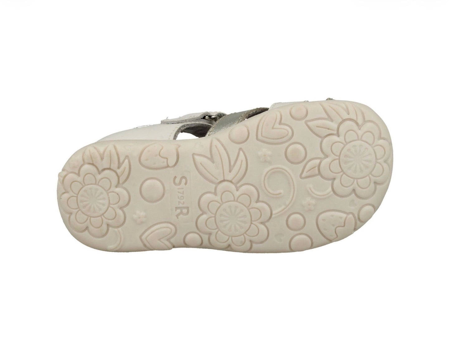 Start-rite ‘Charm’ closed toe sandals in white and silver patent leather