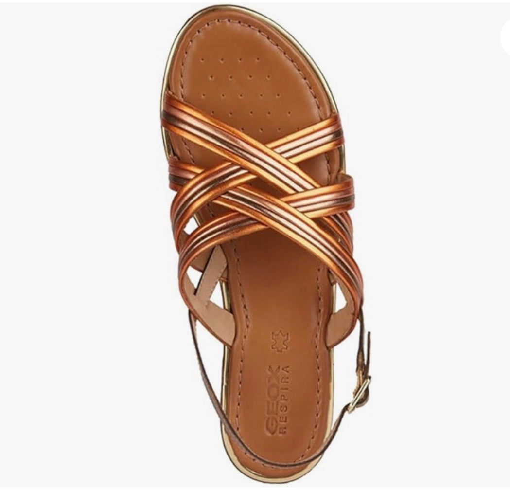 GEOX  D Sozy plus in bronze/orange leather size 6.5uk (39.5)
