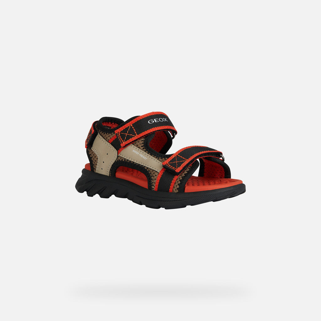 GEOX Airadyum water friendly sandals in dark beige/red size 1 (33)