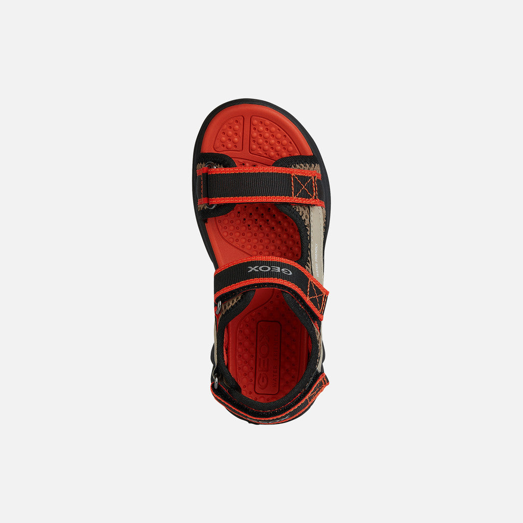GEOX Airadyum water friendly sandals in dark beige/red size 1 (33)