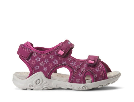 GEOX Whinberry girls walking sandals in dark raspberry/lilac size 1.5 (34)