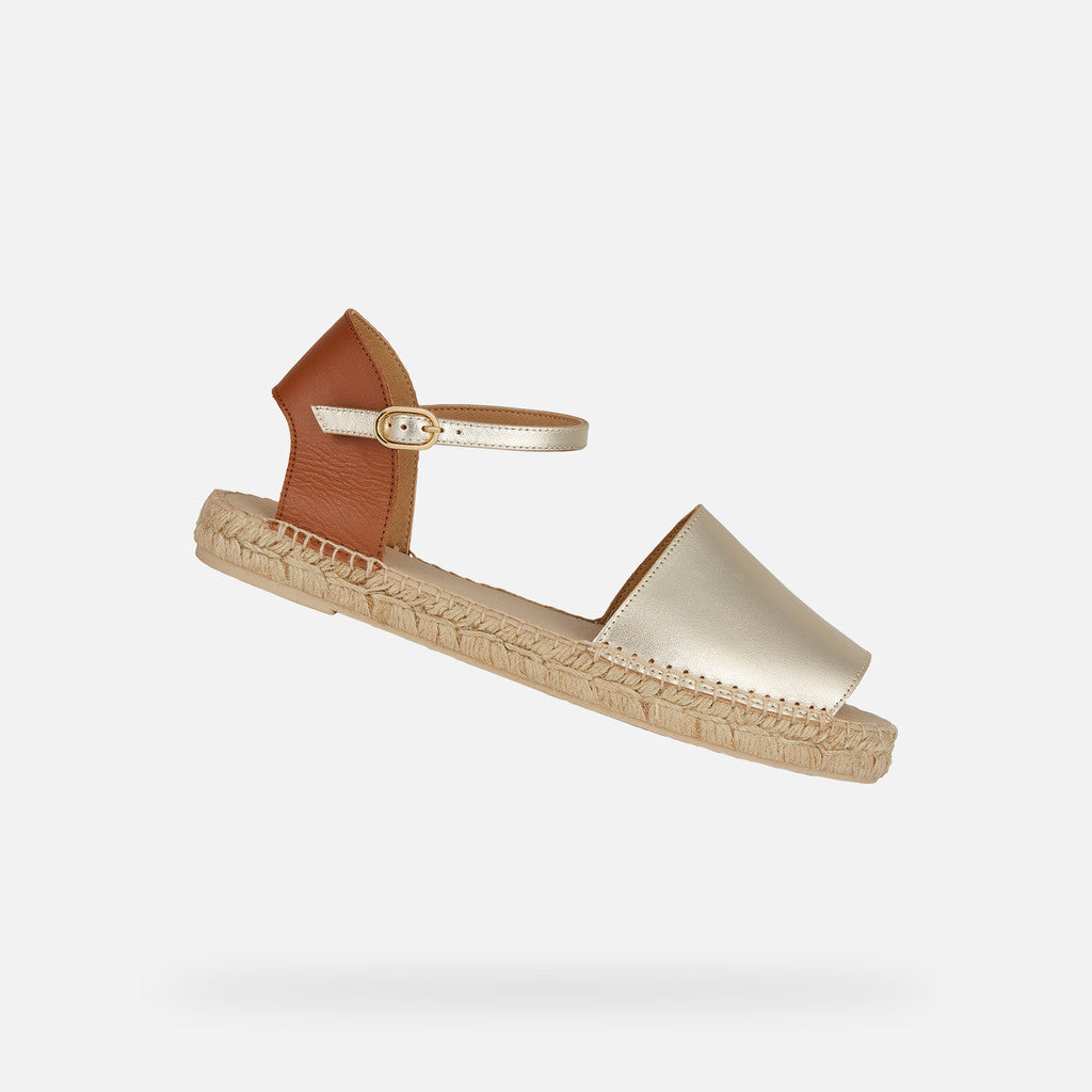 GEOX Lampedusa metallic leather sandals in gold/cognac size 6 (39)