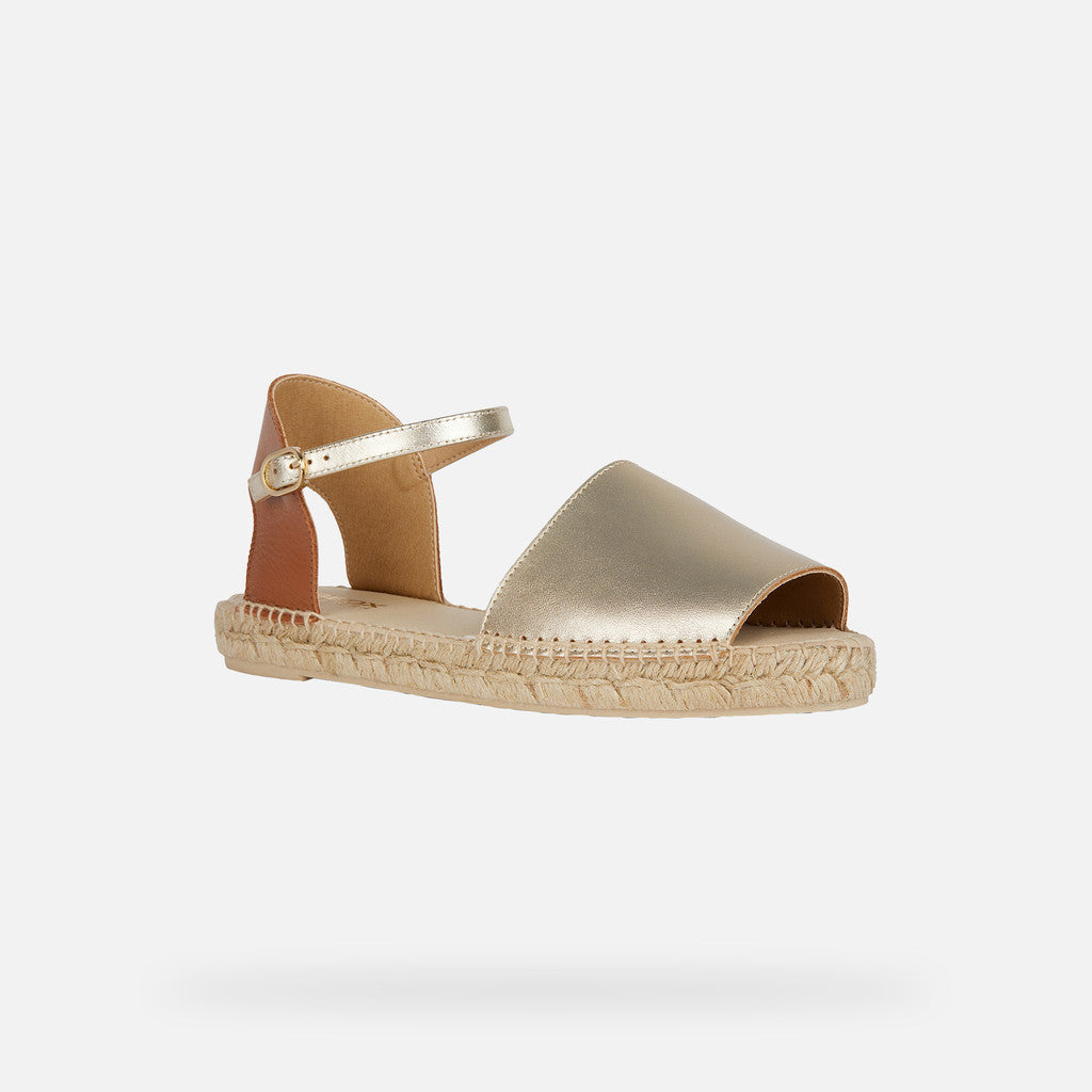 GEOX Lampedusa metallic leather sandals in gold/cognac size 6 (39)