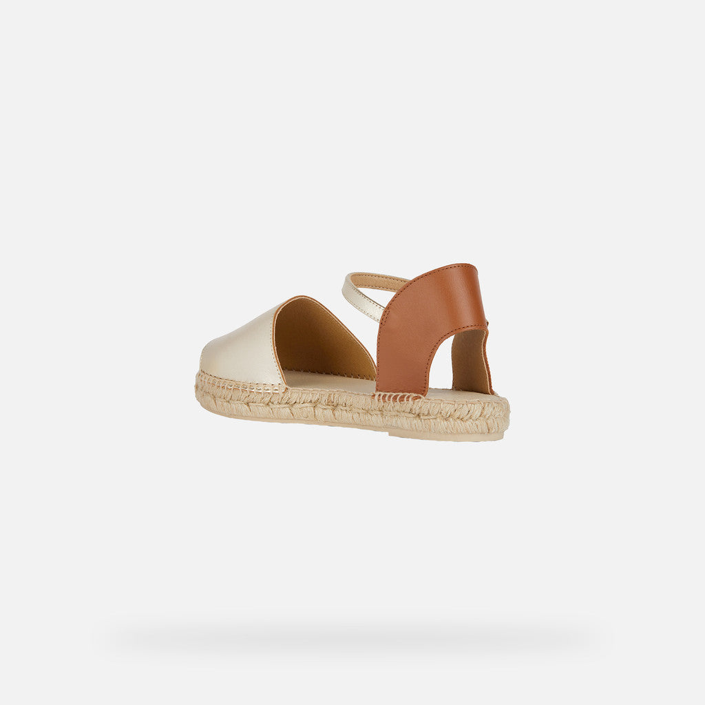 GEOX Lampedusa metallic leather sandals in gold/cognac size 6 (39)