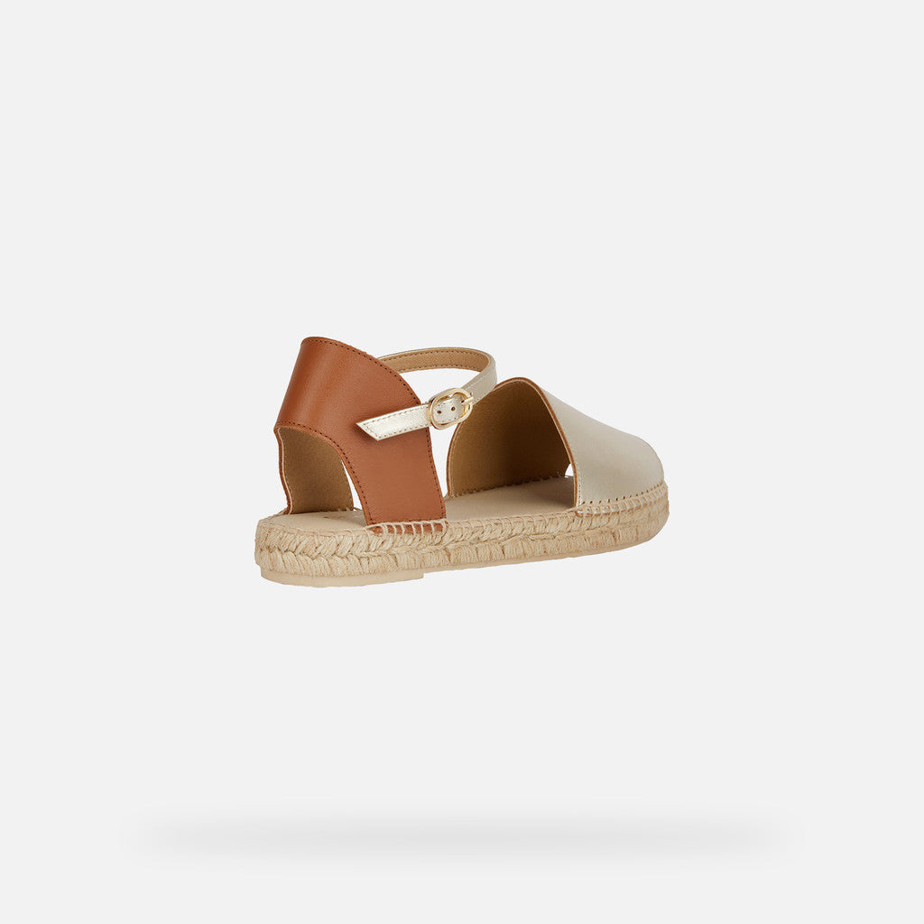GEOX Lampedusa metallic leather sandals in gold/cognac size 6 (39)