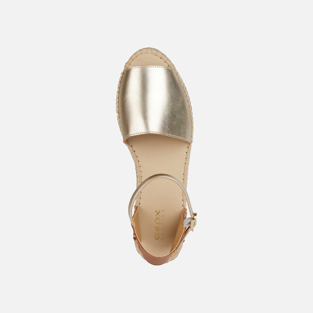 GEOX Lampedusa metallic leather sandals in gold/cognac size 6 (39)
