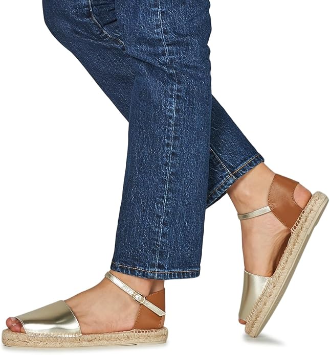 GEOX Lampedusa metallic leather sandals in gold/cognac size 6 (39)