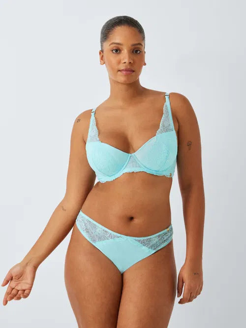 ‘Cora’ lace briefs in aqua blue size 16
