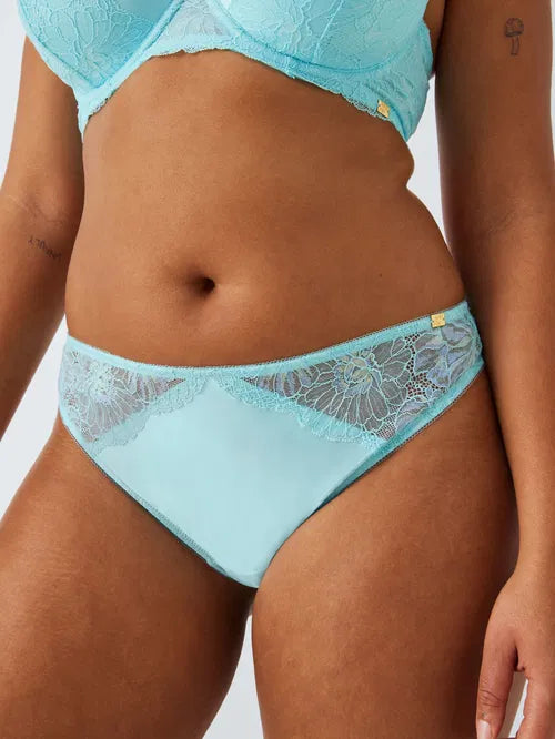 ‘Cora’ lace briefs in aqua blue size 16