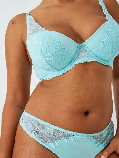 ‘Cora’ lace briefs in aqua blue size 16