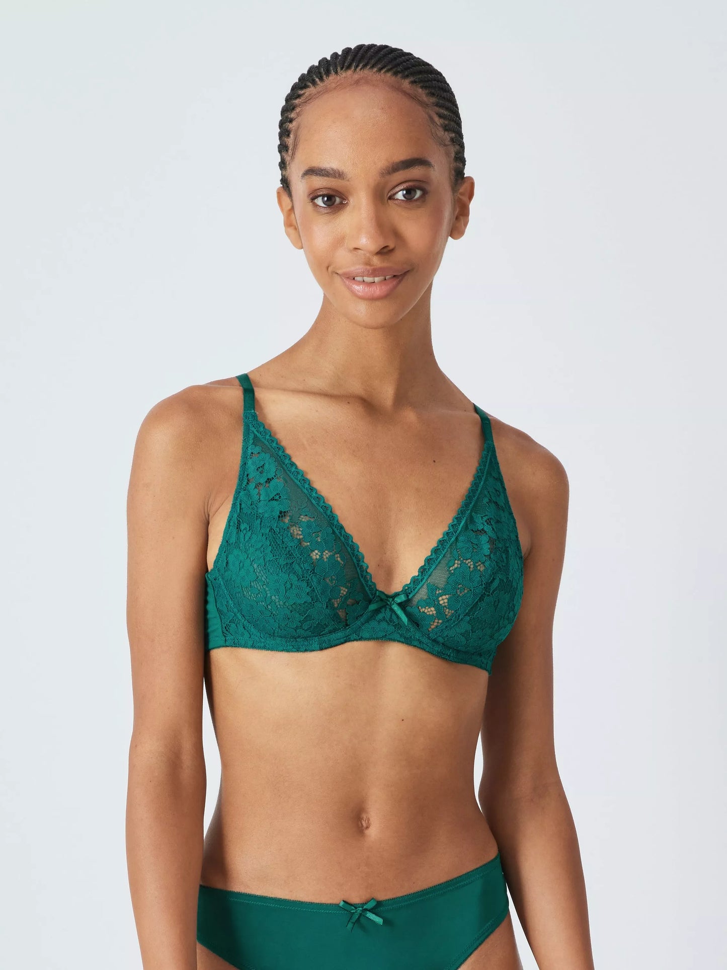 ‘Caroe’ high apex, non padded bra in green