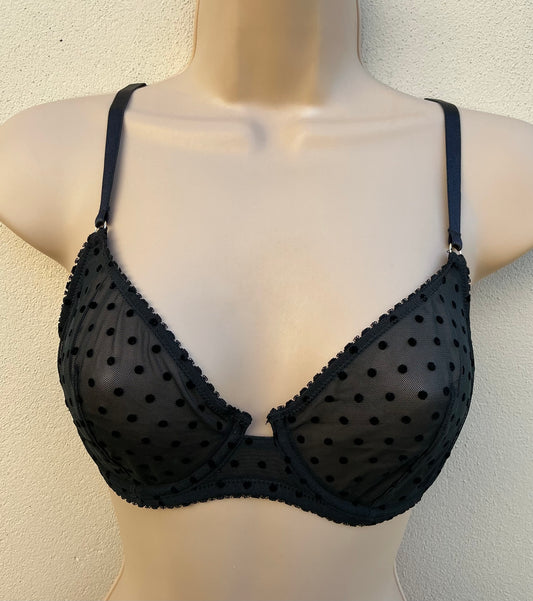 ‘Coco’ dotty bra in black
