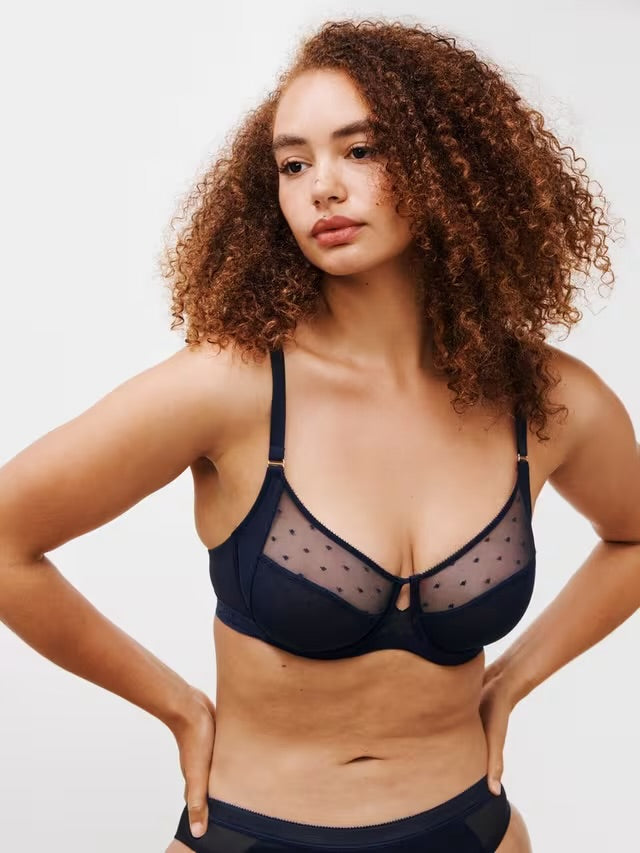 ‘Fleur’ spotted mesh, full support, non padded bra size 32E