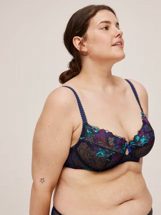 ‘Coralie’ full support balcony bra in navy size 34G