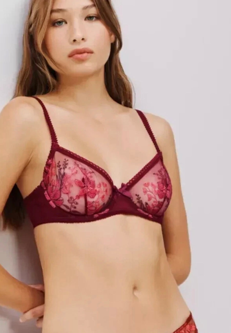 ‘Coralie’ balcony bra in red