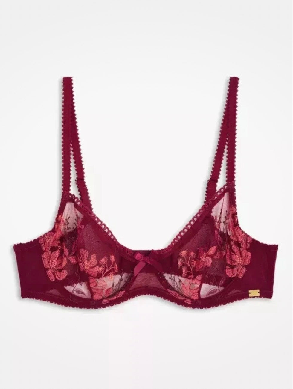 ‘Coralie’ balcony bra in red
