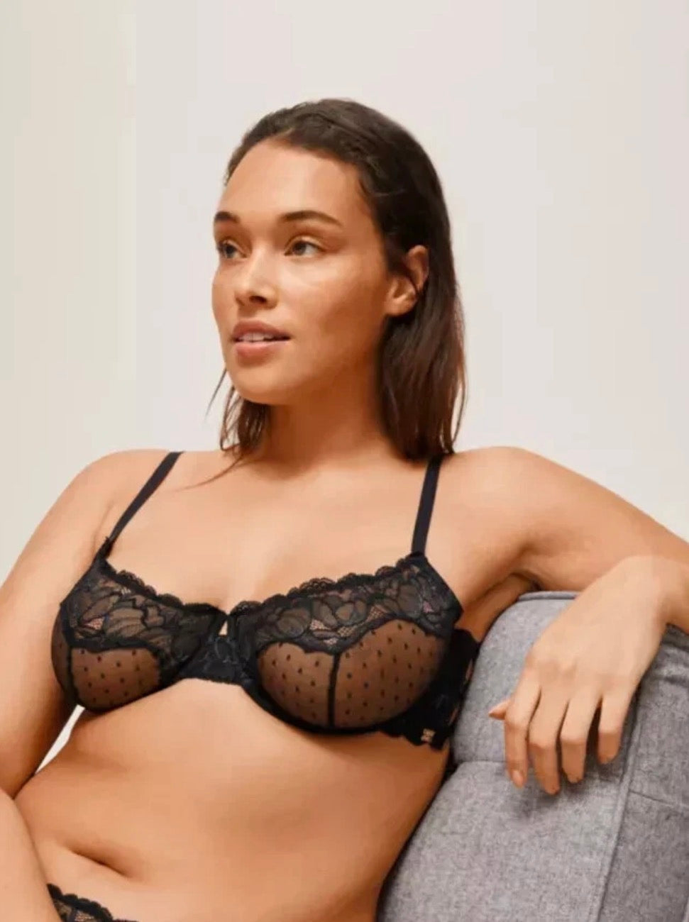 ‘Claudette’ spot balcony bra in black size 32B