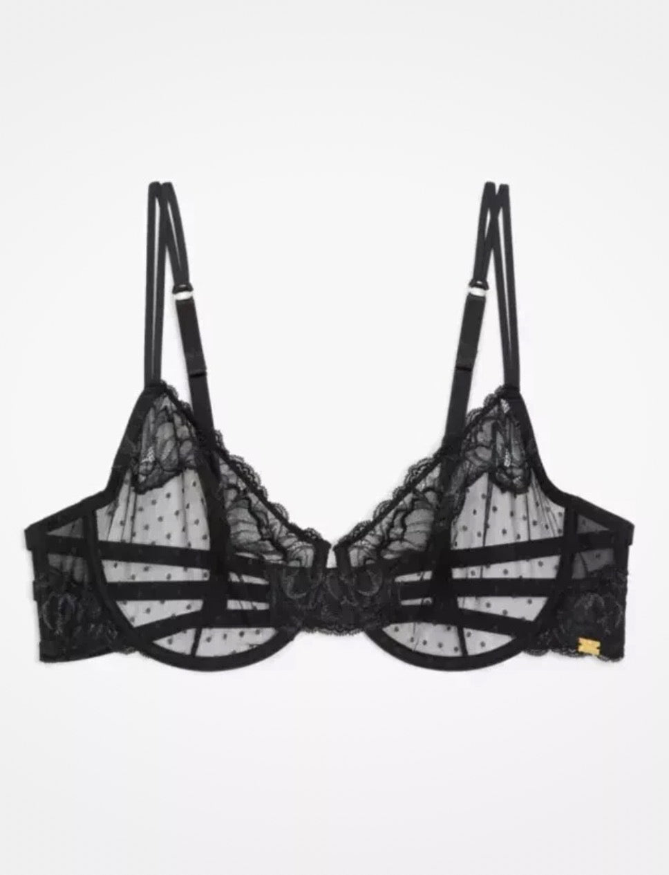 ‘Claudette’ spot balcony bra in black size 32B