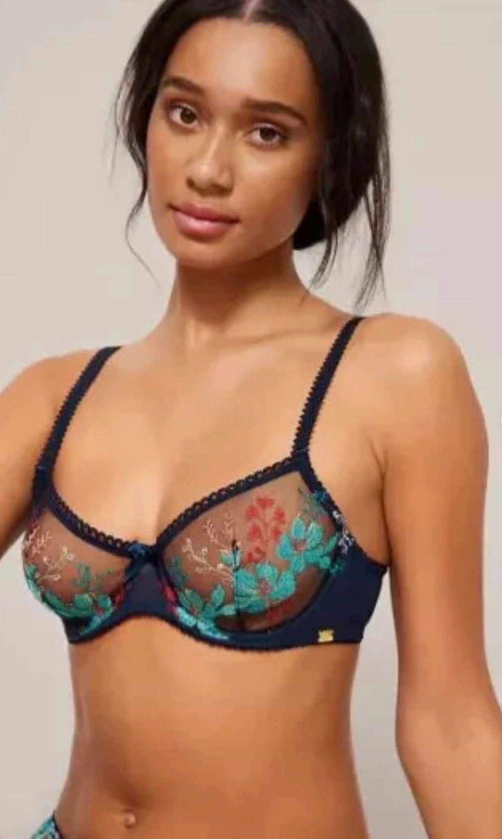 ‘Coralie’ balcony bra in navy