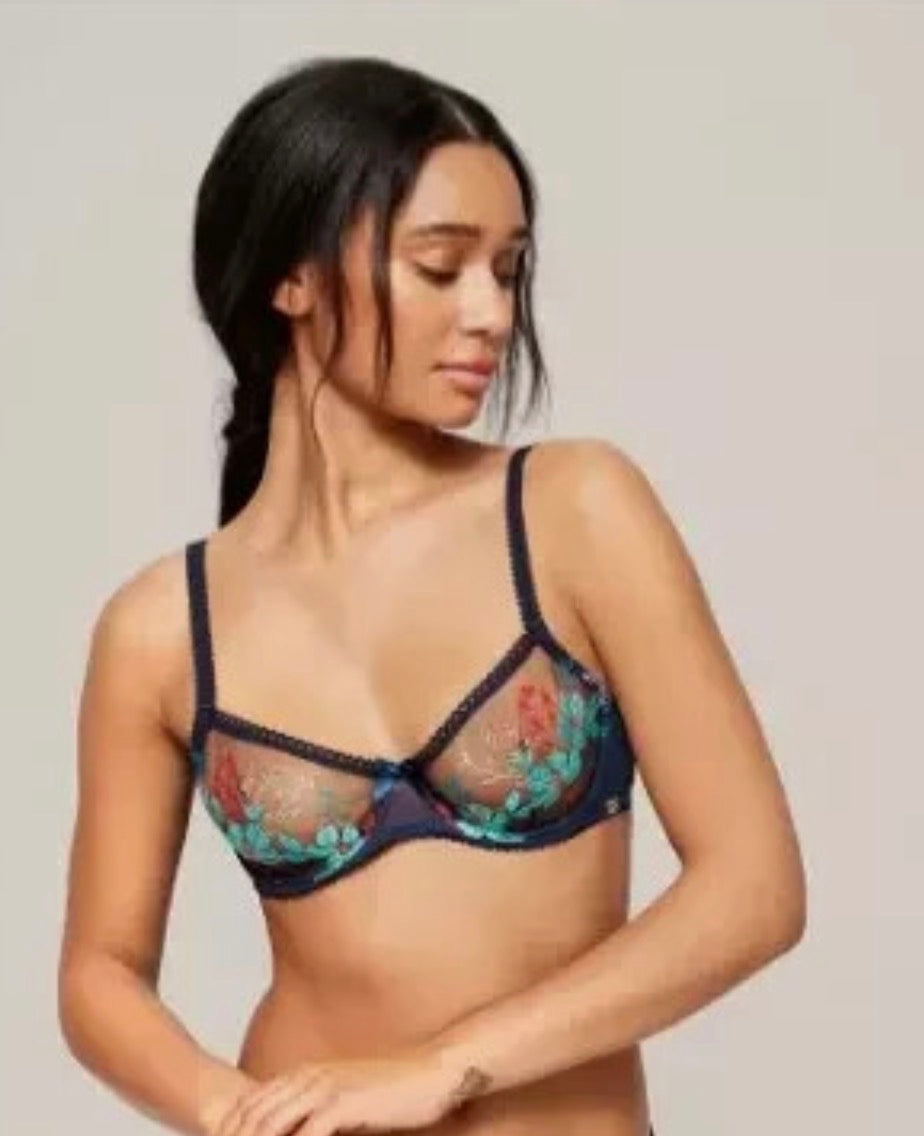 ‘Coralie’ balcony bra in navy