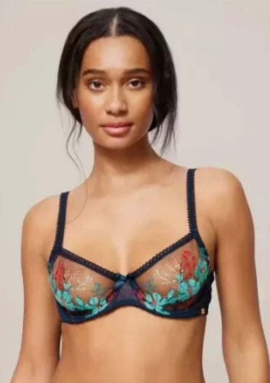 ‘Coralie’ balcony bra in navy